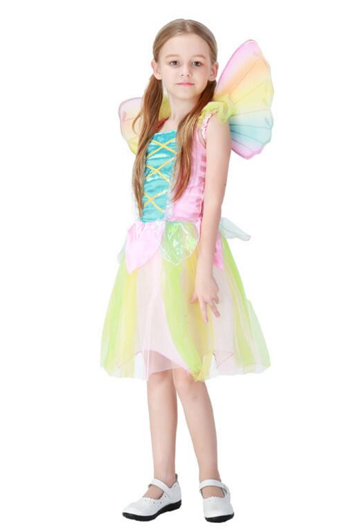 F68174 Pink Butterfly Fairytale Costume Dress with Matching Wings for Girls